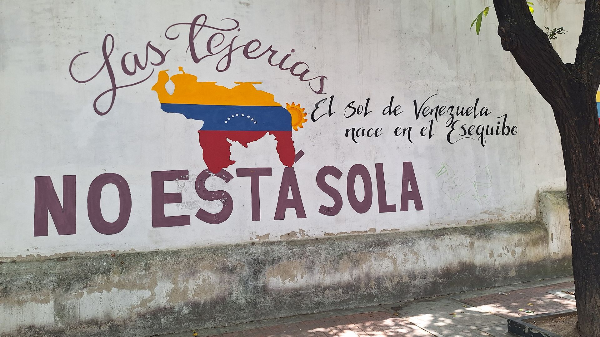 Wandbild in Caracas: «Die Sonne Venezuelas geht im Esequibo auf»