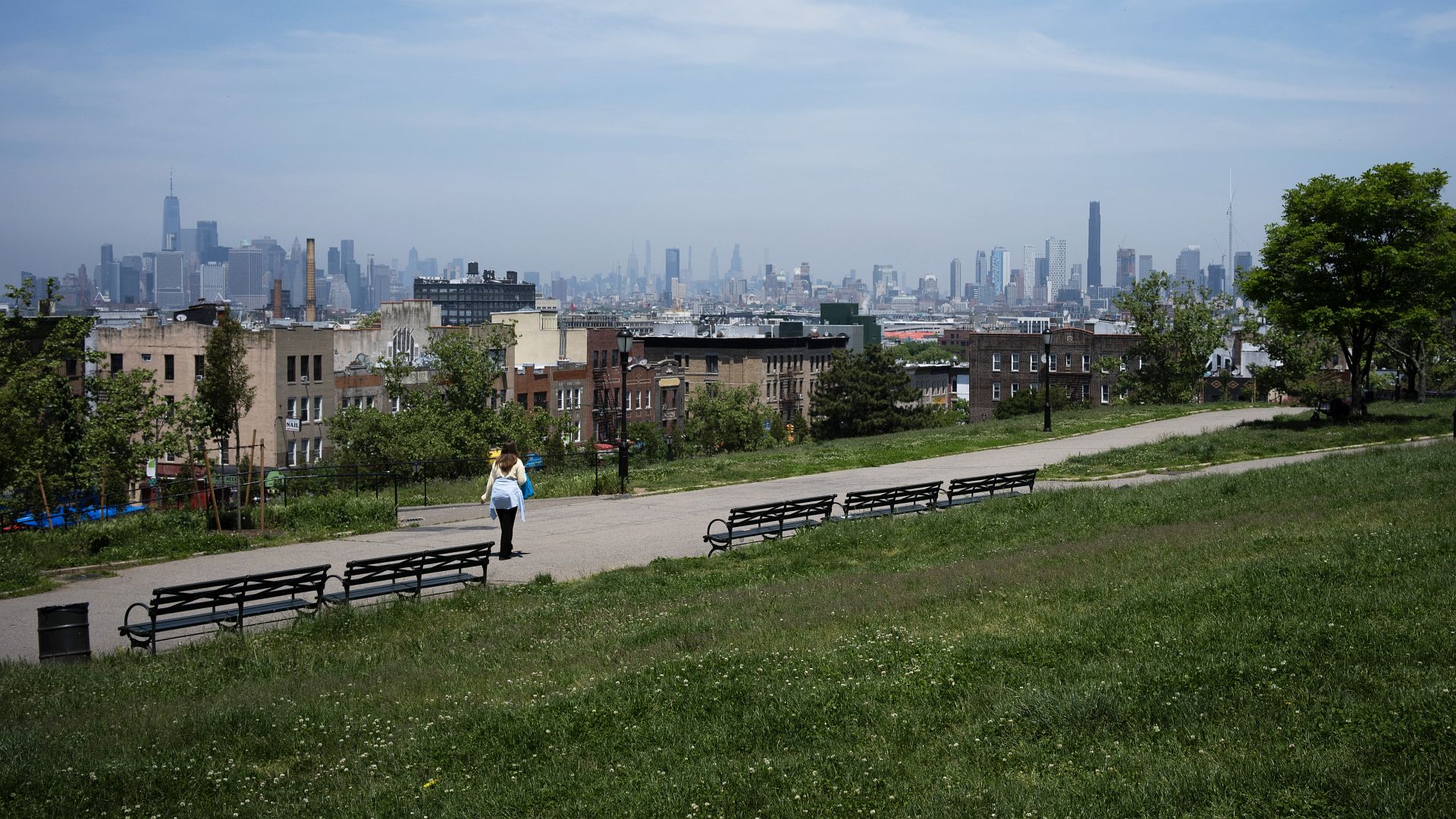 ​​​​​​​View of Manhattan from Sunset Park in Southwest Brooklyn